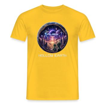 Terre Creuse Extraterrestre - T-shirt homme - jaune - Devant - AI Model Male 178 dark (178cm)