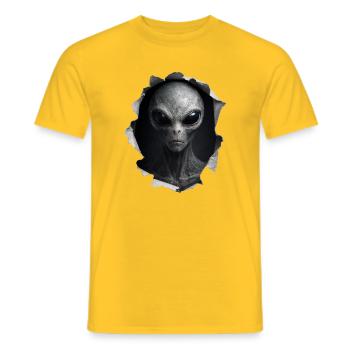 Alien Looking Out Of Shirt - Men's T-Shirt - yellow - Front - AI Model Male 178 dark (178cm)