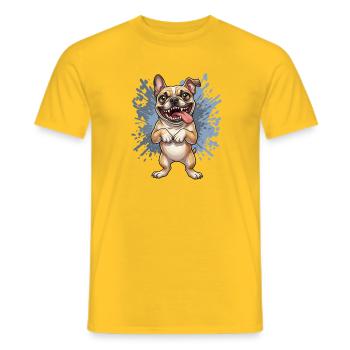 Pug Pose Splash - Men's T-Shirt - yellow - Front - AI Model Male 178 dark (178cm)