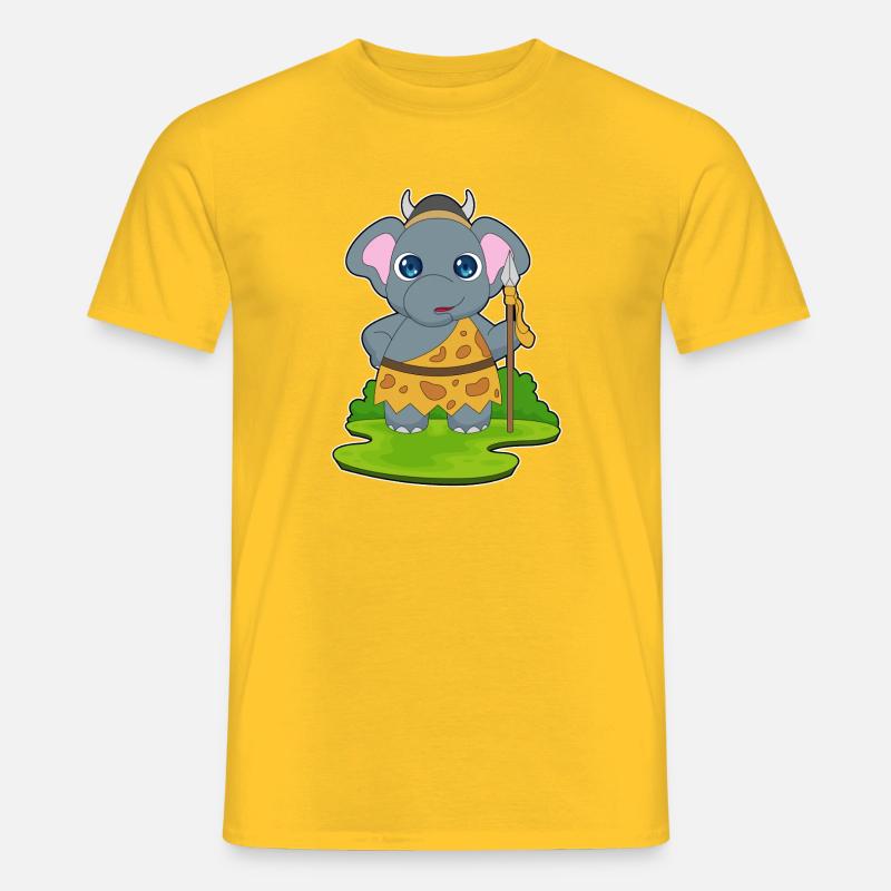 Elefant Krieger Speer - Männer T-Shirt - Gelb