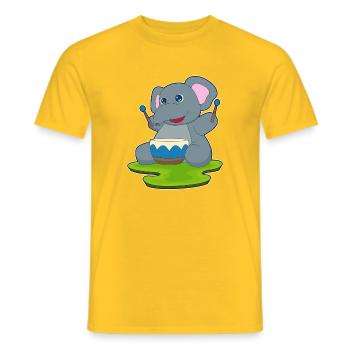 Elephant Musician Drum Music - Men's T-Shirt - yellow - Front - AI Model Male 178 dark (178cm)