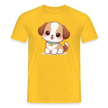 Dog Cute Comic - Men's T-Shirt - yellow - Front - AI Model Male 178 dark (178cm)