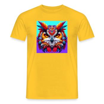 owl - Men's T-Shirt - yellow - Front - AI Model Male 178 dark (178cm)