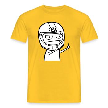 FU Meme avec casque de moto (les couleurs peuvent être changées) - T-shirt homme - jaune - Devant - AI Model Male 178 dark (178cm)