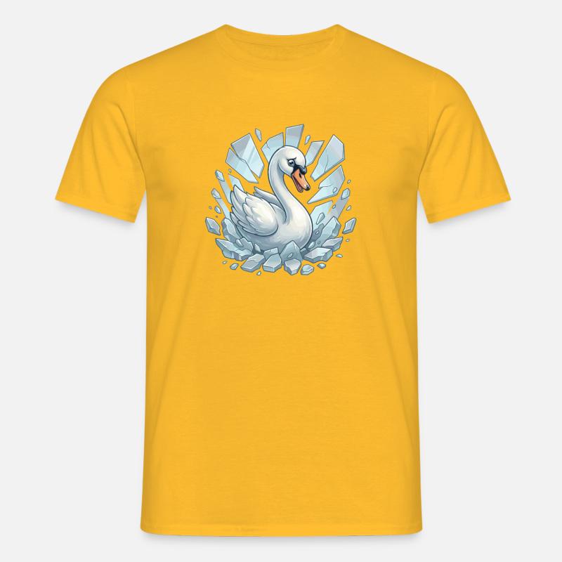 Schwan bricht durchs Eis - Männer T-Shirt - Gelb