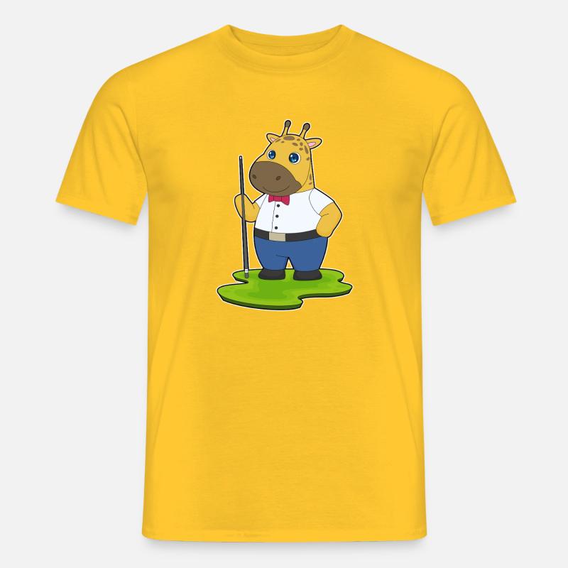 Giraffe Billiard Sport con Stecca - T-shirt uomo - giallo