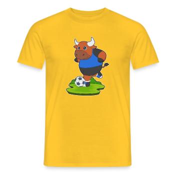Stier Fußballspieler Fußball Sport - Männer T-Shirt - Gelb - Vorne - AI Model Male 178 dark (178cm)