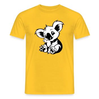Cute koala sitting playfully - Men's T-Shirt - yellow - Front - AI Model Male 178 dark (178cm)