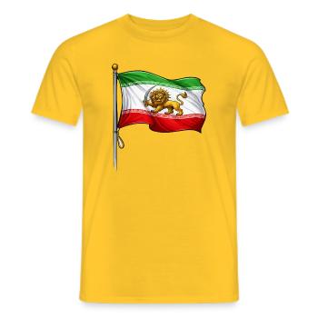 Lion Sword Iran Flag - Men's T-Shirt - yellow - Front - AI Model Male 178 dark (178cm)