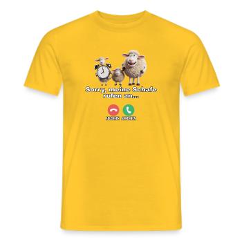 Sorry, my sheep are calling - Men's T-Shirt - yellow - Front - AI Model Male 178 dark (178cm)