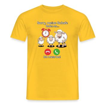 Sorry, my sheep are calling - Men's T-Shirt - yellow - Front - AI Model Male 178 dark (178cm)