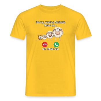 Sorry, my sheep are calling - Men's T-Shirt - yellow - Front - AI Model Male 178 dark (178cm)