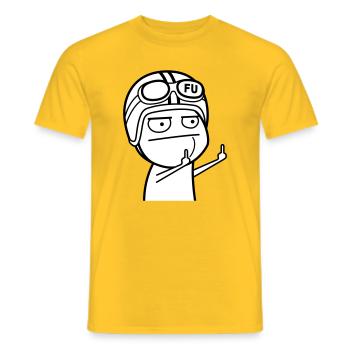 Mème avec casque de cyclomoteur (les couleurs peuvent être modifiées) - T-shirt homme - jaune - Devant - AI Model Male 178 dark (178cm)