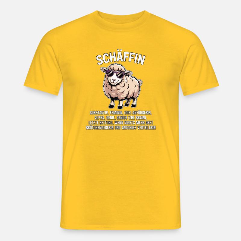 Schäffin - Alpha Schaf mit Sonnenbrille - Männer T-Shirt - Gelb