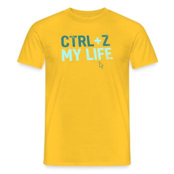 Developer Fun Hoodie, CTRL+Z My Life , Mug - Men's T-Shirt - yellow - Front - AI Model Male 178 dark (178cm)