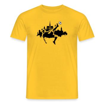 Fußball Fallrückzieher Köln - Männer T-Shirt - Gelb - Vorne - AI Model Male 178 dark (178cm)