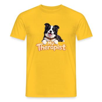 Border Collie My Therapist - Männer T-Shirt - Gelb - Vorne - AI Model Male 178 dark (178cm)