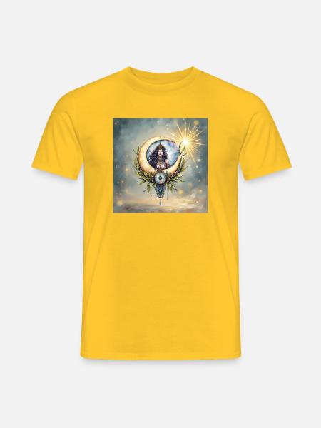 Mondgöttin im Blumenhalbmond - Männer T-Shirt - Gelb