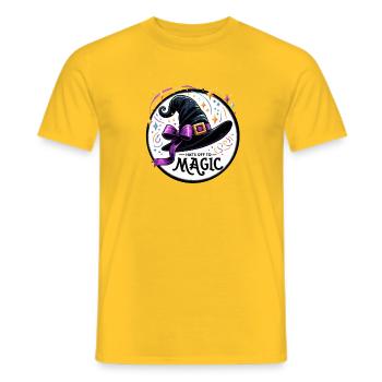 Illustration magique du chapeau de sorcière - T-shirt homme - jaune - Devant - AI Model Male 178 dark (178cm)