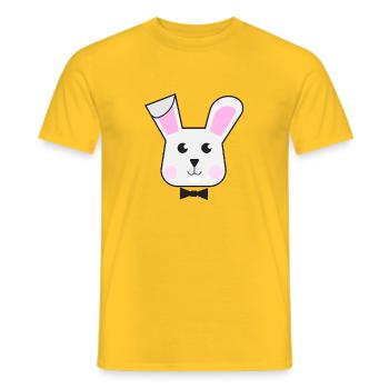 Cute Rabbit Head Bow Tie Retro Cartoon Art - Männer T-Shirt - Gelb - Vorne - AI Model Male 178 dark (178cm)