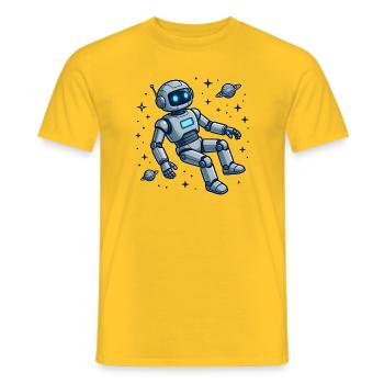 4 Le Robot dans l'espace - T-shirt homme - jaune - Devant - AI Model Male 178 dark (178cm)