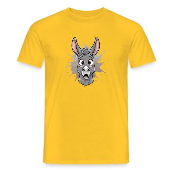Cartoon Donkey in Spritz Splash - Men's T-Shirt - yellow - Front - AI Model Male 178 dark (178cm)