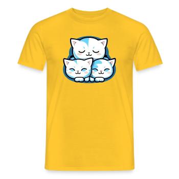 Three Kawaii Cats - Baby - Cat - Men's T-Shirt - yellow - Front - AI Model Male 178 dark (178cm)