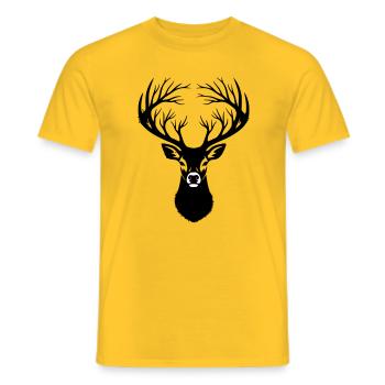 Deer Head Antler Silhouette - Men's T-Shirt - yellow - Front - AI Model Male 178 dark (178cm)