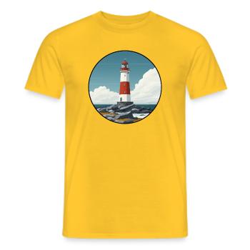 Phare breton sur la côte rocheuse - T-shirt homme - jaune - Devant - AI Model Male 178 dark (178cm)