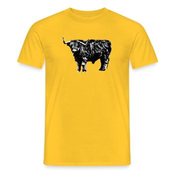 Highland Cattle - Men's T-Shirt - yellow - Front - AI Model Male 178 dark (178cm)