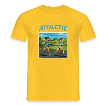 Relay Race: The Athletic Postman - Men's T-Shirt - yellow - Front - AI Model Male 178 dark (178cm)