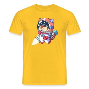 Astronaute chat en combinaison spatiale - T-shirt homme - jaune - Devant - AI Model Male 178 dark (178cm)