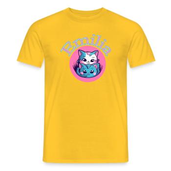 Emilia Cat Duet - Men's T-Shirt - yellow - Front - AI Model Male 178 dark (178cm)
