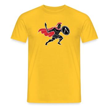 Spartan Black and Red Spartan Warrior Maskottchen - Männer T-Shirt - Gelb - Vorne - AI Model Male 178 dark (178cm)