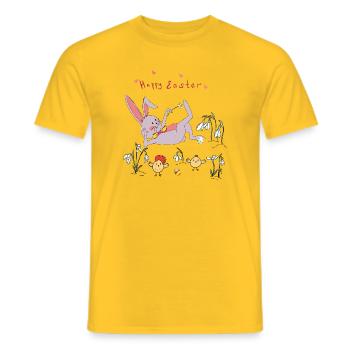Easter bunny with chicks - Men's T-Shirt - yellow - Front - AI Model Male 178 dark (178cm)
