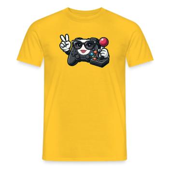 Kawaii-Spielcontroller-Friedenszeichen - Männer T-Shirt - Gelb - Vorne - AI Model Male 178 dark (178cm)