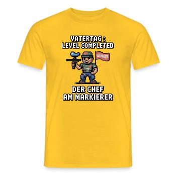 Paintball Papa Vatertag Level Completed Gamer 2026 - Männer T-Shirt - Gelb - Vorne - AI Model Male 178 dark (178cm)