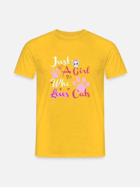 Nur ein Mädchen, das Katzen liebt - Männer T-Shirt - Gelb