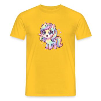 Pastellregen-Einhorn Chibi - Männer T-Shirt - Gelb - Vorne - AI Model Male 178 dark (178cm)