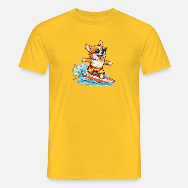 Corgi Surf-Sommerbrille - Männer T-Shirt - Gelb