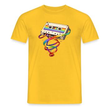 Retro cassette with rainbow ribbon - Men's T-Shirt - yellow - Front - AI Model Male 178 dark (178cm)