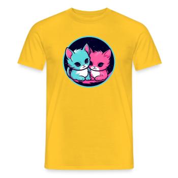 Kitten Duo Neon - Men's T-Shirt - yellow - Front - AI Model Male 178 dark (178cm)