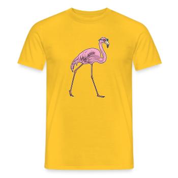 Lunettes de soleil flamant rose - T-shirt homme - jaune - Devant - AI Model Male 178 dark (178cm)