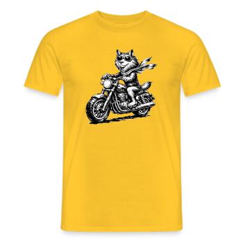 Katzenrider auf Motorrad mit Sonnenbrille - Männer T-Shirt - Gelb - Vorne - AI Model Male 178 dark (178cm)