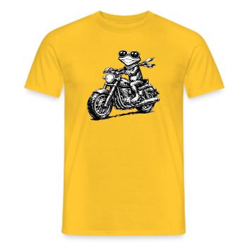Frosch auf Motorrad Schwarzweiß - Männer T-Shirt - Gelb - Vorne - AI Model Male 178 dark (178cm)