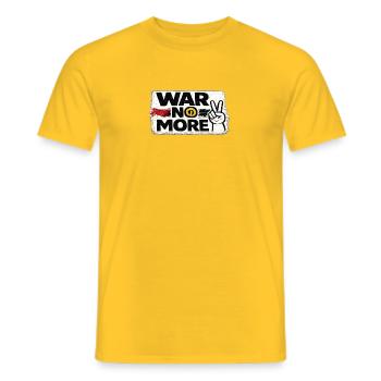 War No More – Sticker Peace & Humanity  - T-shirt homme - jaune - Devant - AI Model Male 178 dark (178cm)