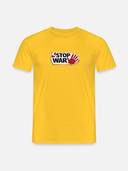 Stop War – Red Hand Decal - Männer T-Shirt - Gelb