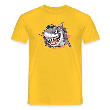 Angry Shark Graffiti Print - Men's T-Shirt - yellow - Front - AI Model Male 178 dark (178cm)