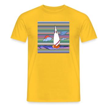 Segelboot - Männer T-Shirt - Gelb - Vorne - AI Model Male 178 dark (178cm)