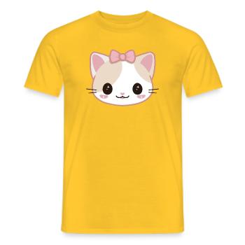 Kawaii manga cat cute face - Men's T-Shirt - yellow - Front - AI Model Male 178 dark (178cm)